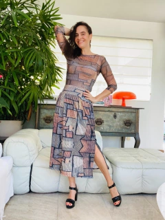 Saia Reta Jersey Paul Klee Cinza - loja online