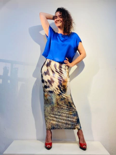 Saia Reta Longa Malha Onça Preta - buy online