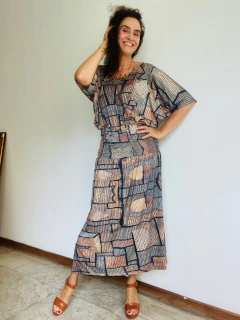 Vestido Morcego Lastex Jersey Paul Klee Cinza - ALESSA