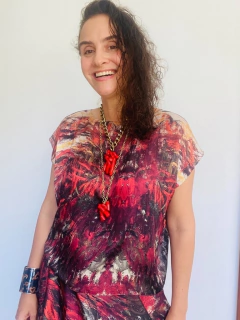 Camiseta Kaftan Cetim Monet Vermelho - comprar online