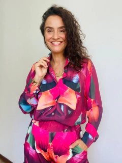 Camisa Social Crepe Orquídea Vermelho - comprar online