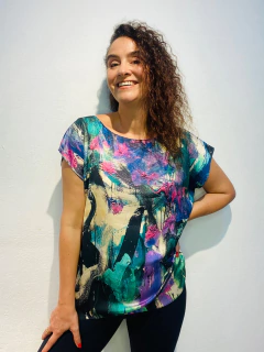 Camiseta Kaftan Cetim Joan Blue