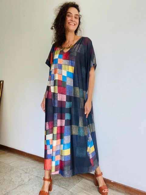 Vestido Amplo V Jersey Paul Klee Colorido