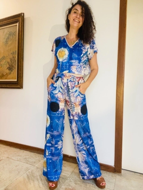 Camiseta Cropped Jersey Paul Klee Azul