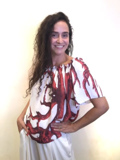 Blusa Cigana Crepe Coral - comprar online