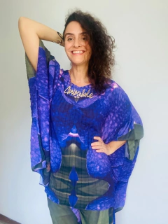 Camiseta Plissada Crepe Orquídea Roxo