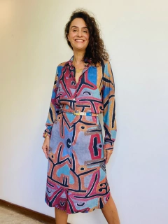 Imagem do Vestido Chemise Curto Crepe Paul Klee Rosa