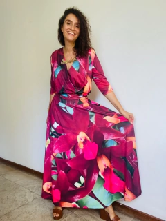 Vestido Sereia Evasê Longo Jersey Orquídea Vermelho - buy online