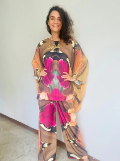 Camiseta Plissada Crepe Orquidea Amarelo - ALESSA