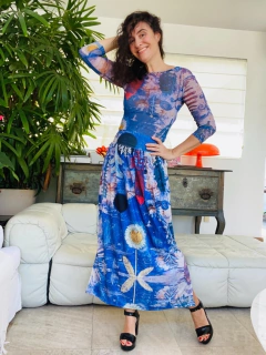 Blusa Pele Tule Paul Klee Azul