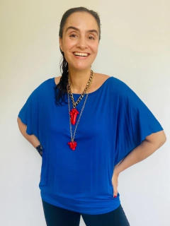 Camiseta Morcego Malha Azul Bic - ALESSA