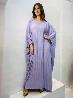 Vestido Plissado Longo Crepe Lavanda - ALESSA