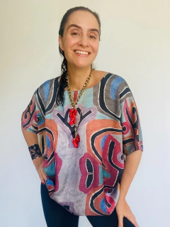 Camiseta Morcego Cetim Paul Klee Rosa - ALESSA