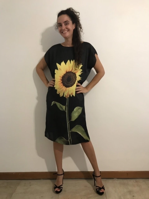 Vestido Kaftan Cetim Girassol