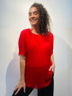 Camiseta Plissada Chiffon Vermelha - online store