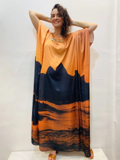 Vestido Maxi Longo Cetim Rio Dourado - ALESSA