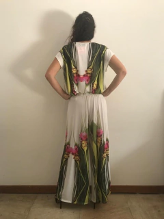 Calça Evasê Jersey Folhagem - ALESSA