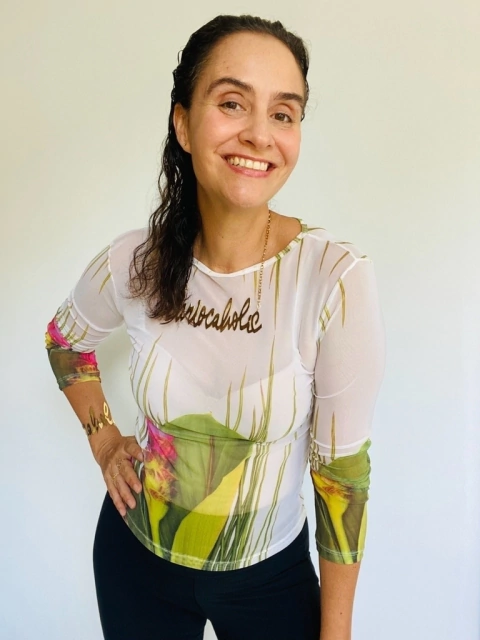 Blusa Pele Tule Folhagem