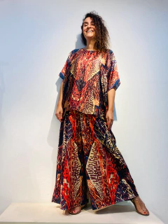 Calça Evasê Jersey Leques na internet