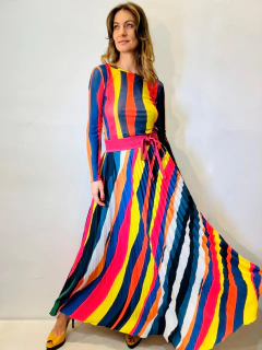 Saia Plissada Crepe Samba Listras