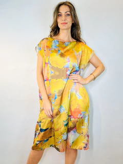 Vestido Kaftan Curto Cetim Jaune - buy online