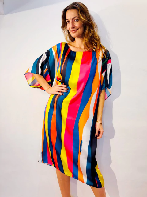 Vestido T Cetim Samba Listras