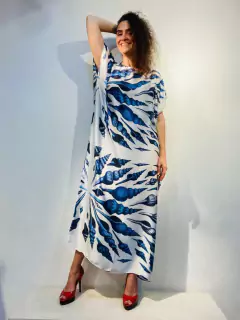 Vestido Amplo Cetim Concha Azul - buy online