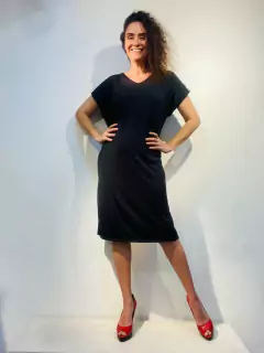 Vestido Kaftan Jersey Preto Lisos