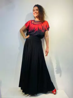 Saia Evase Longa Jersey Preto Lisos - buy online