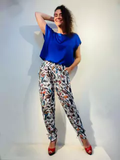 Calça Elastico Crepe Passaros