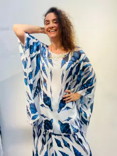 Image of Camiseta Maxi Cetim Concha Azul