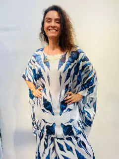 Camiseta Maxi Cetim Concha Azul - buy online