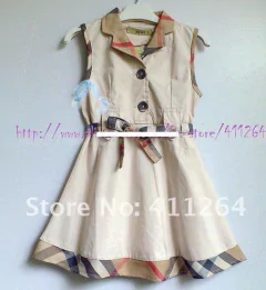Vestido importado Burberry London beige combinado con escoces - comprar online