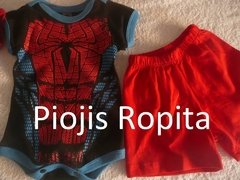 set 2p disfraz spiderman, body y bermuda