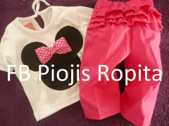 set 2p remera minnie con moño aplicado y pantalon de verano con volados