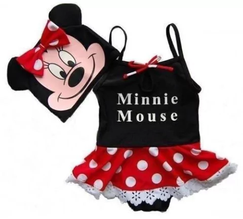 Trajes De Baño 2P Importado Disfraz Minnie con volado y gorro