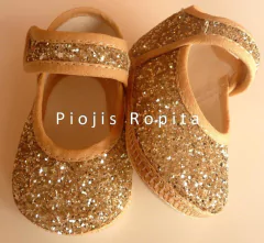 zapatitos guillermina en gliter dorado para bautismo fiesta casamiento en internet