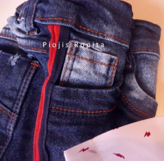 Set fiesta cumpleaños pantalon jean body camisa y tiradores
