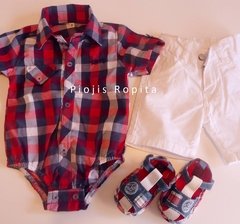Set Fiesta Cumpleaños body camisa sandalias importadas bermuda gabardina