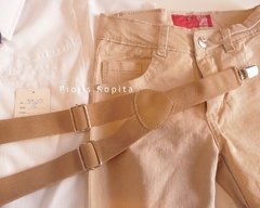 Conjunto set cortejo casamiento bermuda tiradores beige y moño - comprar online
