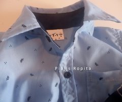 Set Fiesta Cumpleaños body camisa bermuda gabardina negra y tiradores - tienda online