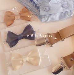Set Traje bautismo saco blazer body camisa bermuda zapatos moños y tiradores - tienda online