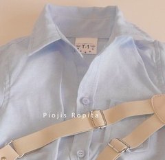 Set conjunto bautismo body camisa bermuda moños y tiradores - Piojis Ropita Importada