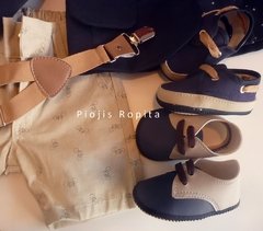 Imagen de Set Traje bautismo saco blazer body camisa bermuda zapatos moños y tiradores
