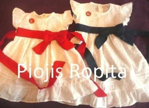 Vestidos Blanco con lazo a eleccion Brodery Fiesta Bautismo