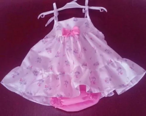 Vestido Blanco Con Bombachon para Bautismo de fiesta para Beba