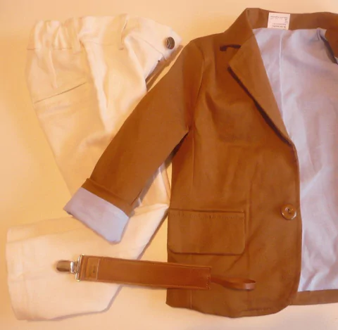 Set conjunto traje bautismo saco blazer y pantalon