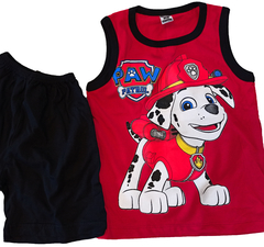 Set conjunto paw patrol patrulla canina marshal remera musculosa y short bermuda