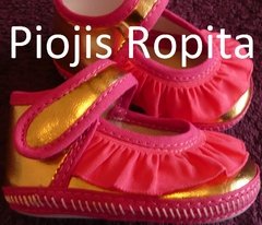 Sandalias beba para bautismo fiesta casamiento doradas con fucsia - comprar online