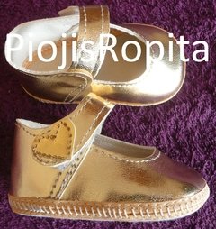zapatitos guillermina doradas para bautismo fiesta o casamiento - Piojis Ropita Importada